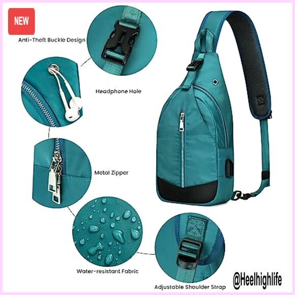 RFID Blocking Sling Backpack with USB Charger Port, Lightweight Daypack main image 3